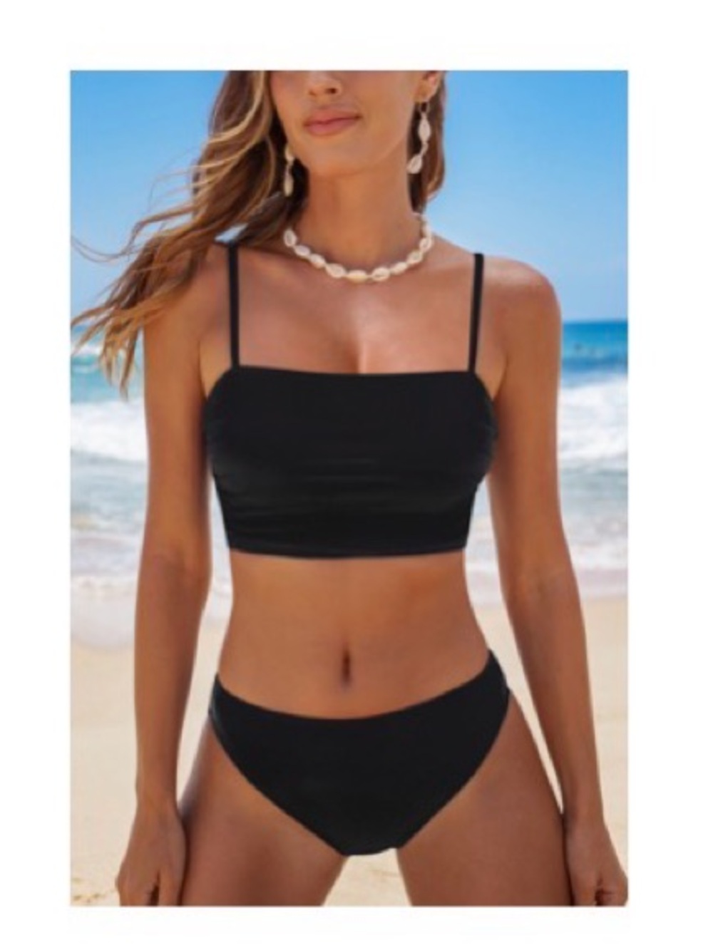 NWT Cupshe Black Bandeau Bikini Set